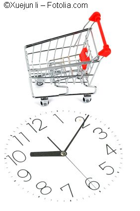 Shopping cart and clock face