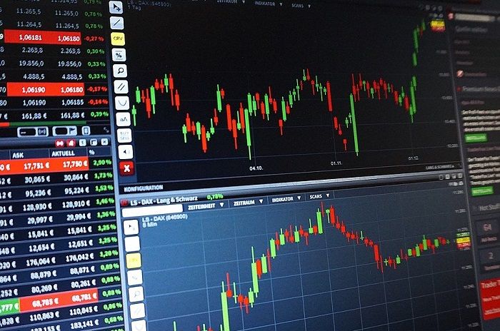 Eine Aktien Chart Tafel mit Aktienkursen