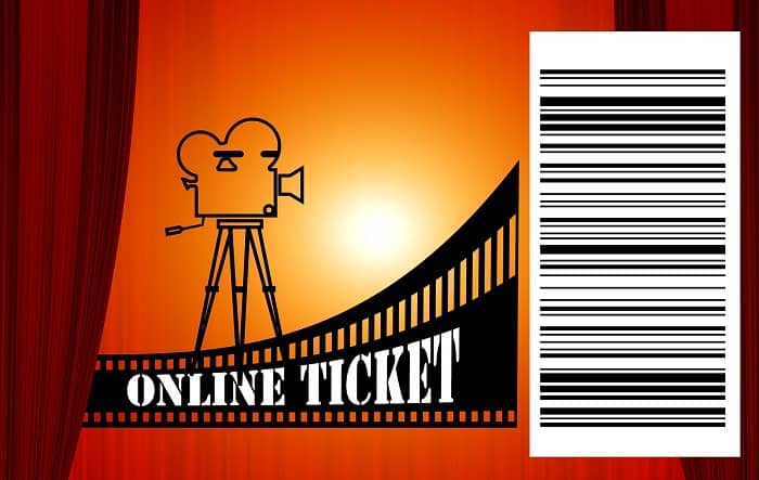 Ein Online Kino Ticket mit einem Barcode drauf