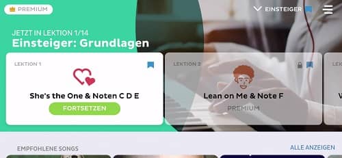 Man sieht ein Bild einer Website, auf der Musikunterricht angeboten wird