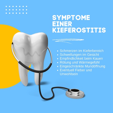 Eine Grafik zeigt die Symptome einer Kieferostitis