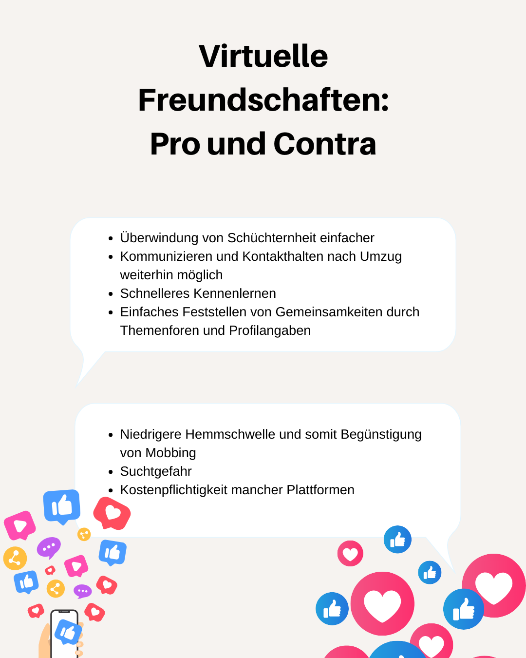 Virtuelle Freundschaften - Pro und Contra