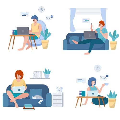 Grafische Darstellung von Personen die gerade alle Digital beschäftigt sind
